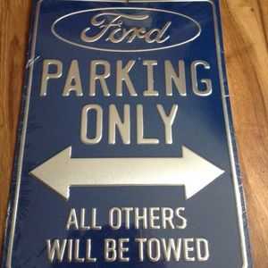 Ford Parking Only Tin Sign with Blue Oval Logo